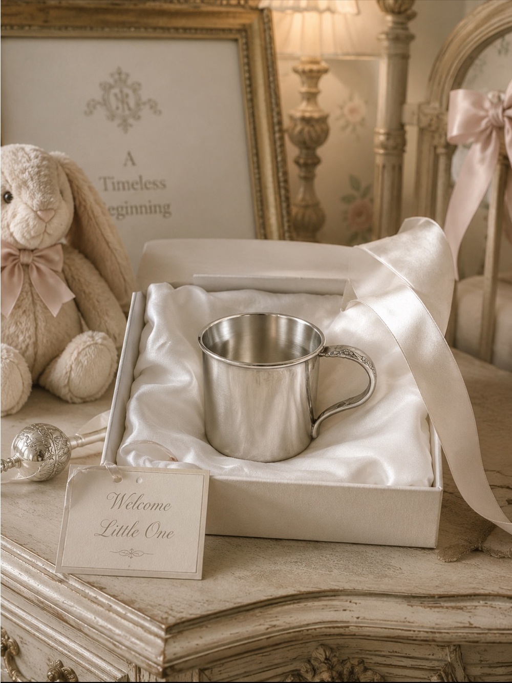 Oneida 1881 Rogers Silver Plate and Gold Baby Christening Cup